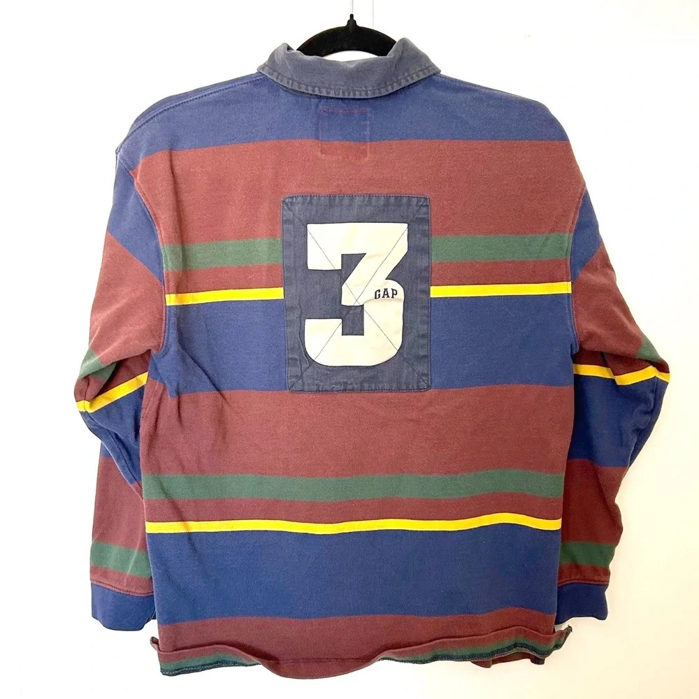 vintage y2k GAP youth xl 12 long sleeve rugby striped long sleeve collared shirt